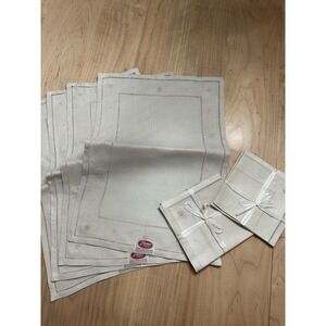 4 vtg Paragon Needlecraft 100% linen hand-cross stitched napkins & Place Mats